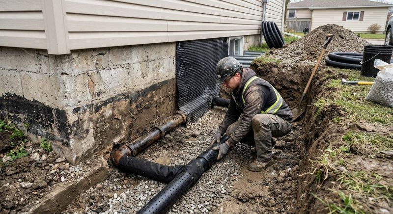 Basement Drainage Installation in Providence, RI
